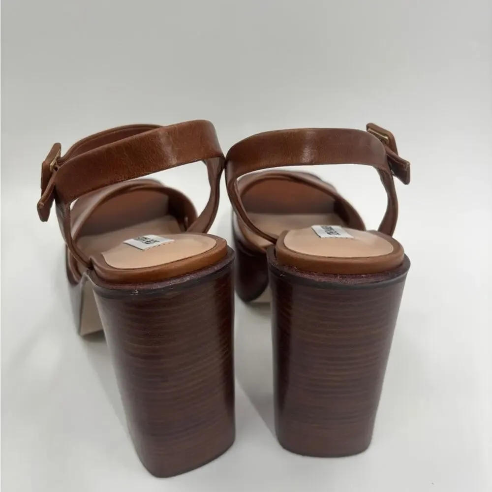 Steve Madden Womens Dayana Brown Adjustable Leather Platform Sandals New - Picture 5 of 7